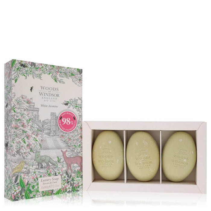 White Jasmine by Woods of Windsor Three 2.1 oz Luxury Soaps 2.1 oz for Women - FirstFragrance.com